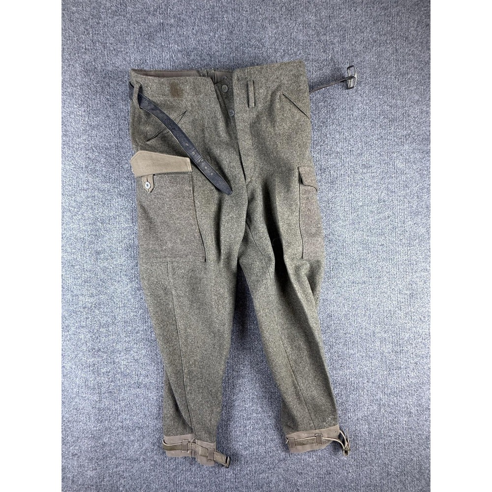 Vintage Wool Army Pants Mens‎ 36x28 Gray Cargo Cuffed Belted Tweed Winter